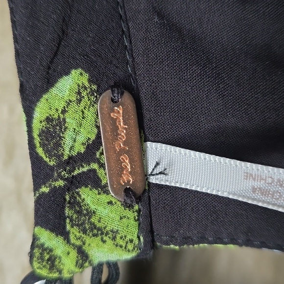 Free People Samantha black blue lace up floral long sleeve chiffon mini dress XL - Picture 10 of 13